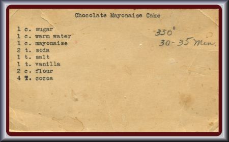 Chocolate Mayonaise Cake